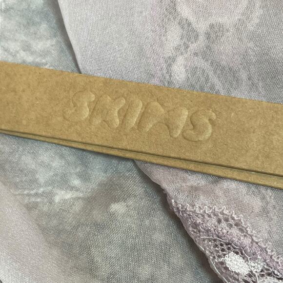 Skims Lace Triangle Silk Camisole Iris Mica Multi Large 12-14 100% Silk Purple - Picture 12 of 14